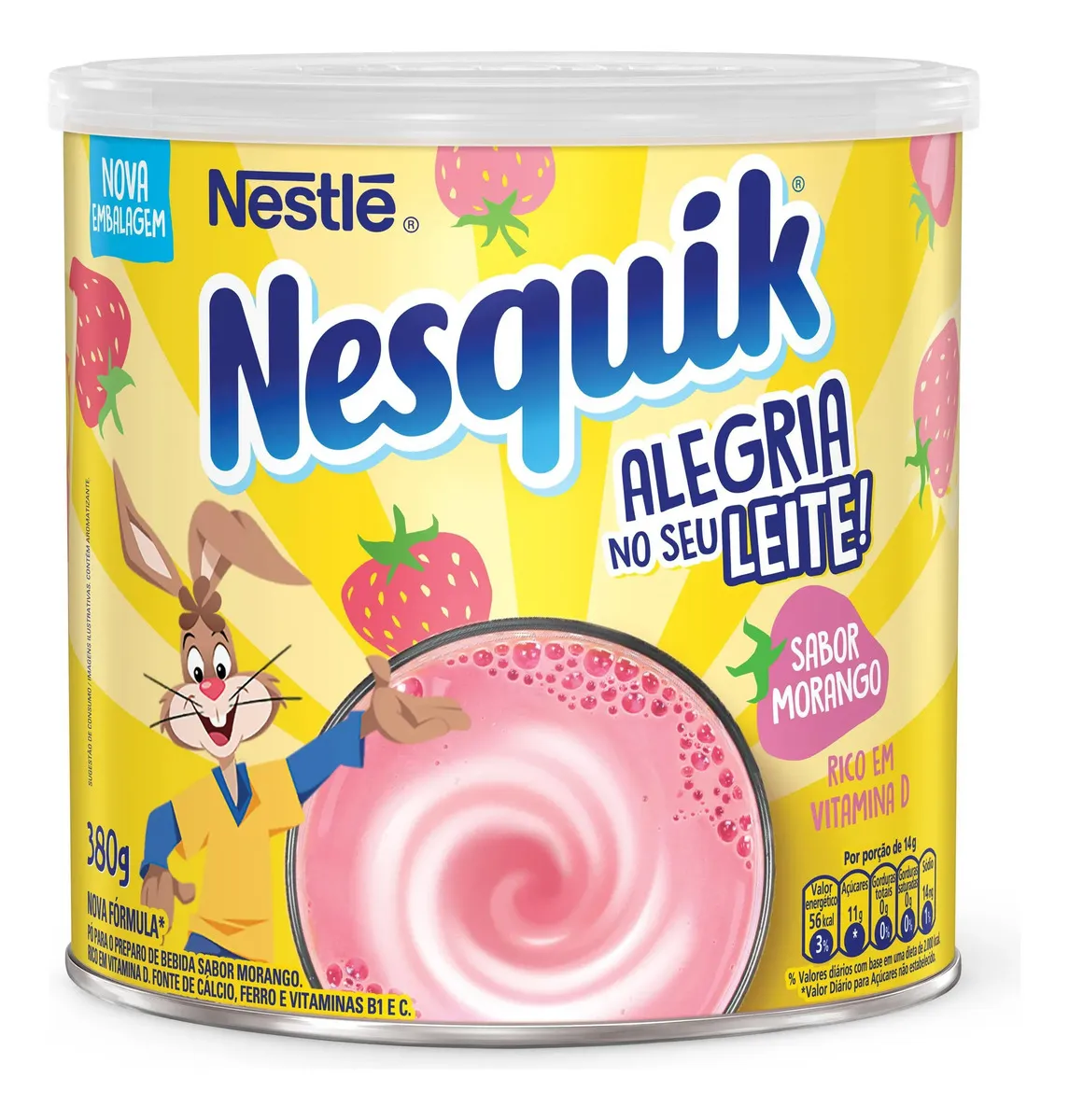 Achocolatado em Pó Nesquik Morango 380 g